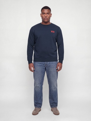 Jack & Jones Plus Bluza barbati big sizes, din amestec de bumbac, JJRUSH, Bleumarin inchis - Img 4