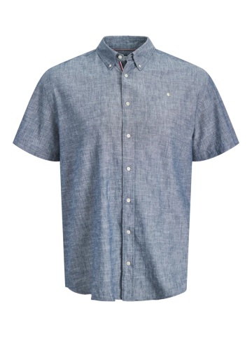 Jack & Jones Plus Camasa barbati big sizes, din amestec de in si bumbac, Gri albastrui - Img 8