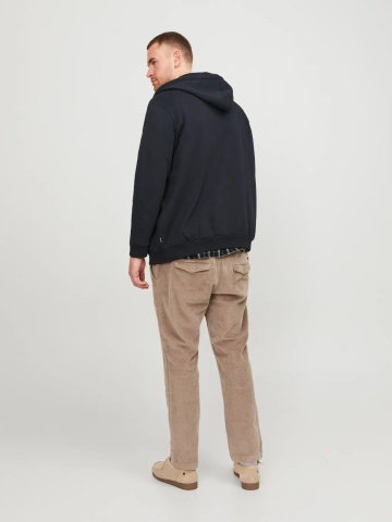 Jack & Jones Plus Hanorac cu fermoar, barbati big sizes, Relaxed Fit, JJEBRADLEY, Negru - Img 7