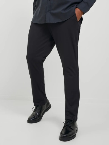 Jack & Jones Plus Pantaloni chino barbati big sizes, cu talie joasa si croiala Slim Fit, Negru