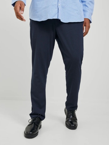 Jack & Jones Plus Pantaloni chino barbati big sizes, cu talie joasa si croiala Slim Fit, Bleumarin inchis