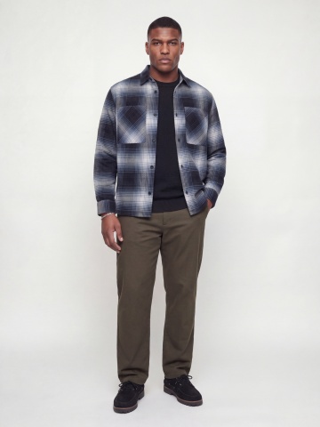 Jack & Jones Plus Pulover tricotat barbati big sizes, din bumbac organic, decolteu la baza gatului, JJERYDER, Regular Fit, Negru - Img 6