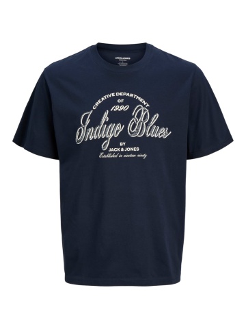 Jack & Jones Plus Tricou barbati big sizes, Denver, cu imprimeu text, Bleumarin inchis - Img 8