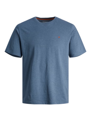 Jack & Jones Plus Tricou barbati big sizes, din bumbac organic, Standard Fit, PAULOS, Albastru inchis - Img 8