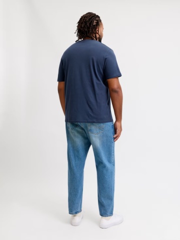 Jack & Jones Plus Tricou barbati big sizes, din bumbac, Regular fit, JJRUSH, Bleumarin inchis - Img 2
