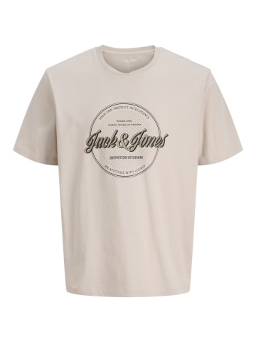 Jack & Jones Plus Tricou barbati big sizes, imprimeu text cu logo, Crem - Img 8