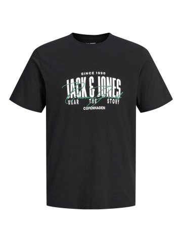 Jack & Jones Plus Tricou la baza gatului barbati big sizes, din bumbac, Regular Fit, Negru