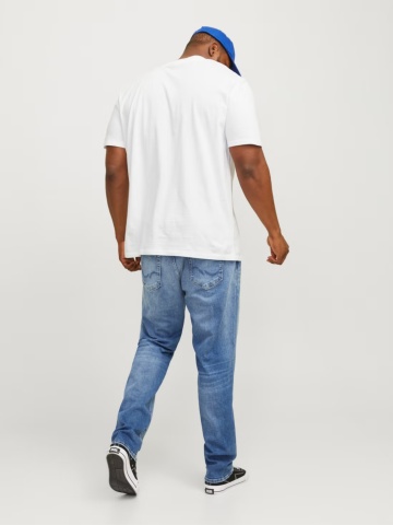 Jack & Jones Plus Tricou simplu barbati big sizes, Bradley, decolteu la baza gatului, Alb - Img 7