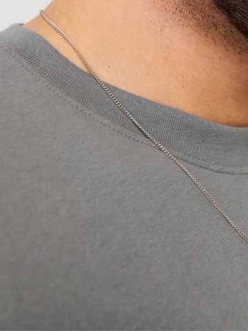 Jack & Jones Plus Tricou simplu barbati big sizes, Bradley, decolteu la baza gatului, Gri - Img 3