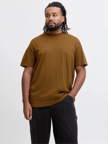 Jack & Jones Plus Tricou simplu barbati big sizes, Bradley, decolteu la baza gatului, Maro