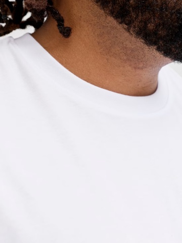 Jack & Jones Plus Tricou simplu, barbati big sizes, din bumbac organic, Relaxed Fit, Alb - Img 4
