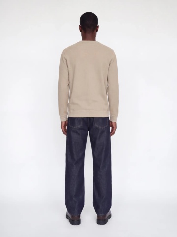 Jack & Jones Pulover barbati din bumbac organic, decolteu la baza gatului, Regular Fit, JPRBLUALVES, Bej - Img 2