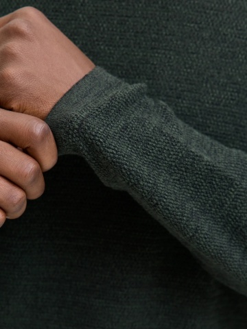 Jack & Jones Pulover tricotat barbati cu decolteu la baza gatului, Verde inchis - Img 4