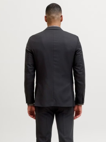 Jack & Jones Sacou barbati, din amestec de lana, Super Slim, JPRSOLARIS Premium, Negru - Img 2