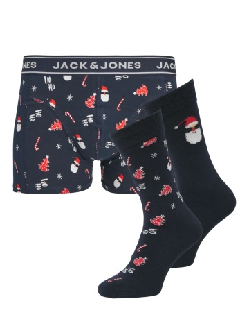 Jack & Jones Set cadou barbati, format dintr-o pereche de boxeri si 2 perechi de sosete, JACSANTA, Bleumarin inchis - Img 2