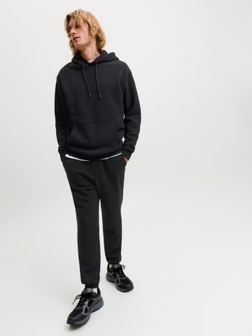 Jack & Jones Set trening barbati, format din hanorac cu gluga, fara fermoar si pantaloni lungi, Relaxed Fit, JJEBRADLEY, Negru - Img 7