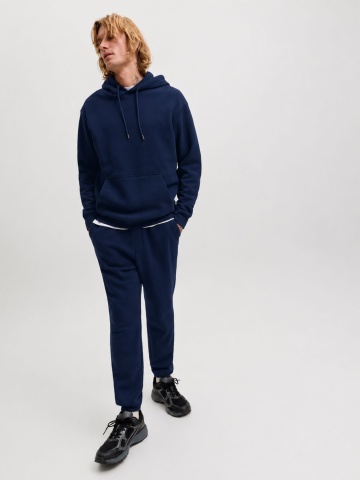 Jack & Jones Set trening barbati, format din hanorac cu gluga, fara fermoar si pantaloni lungi, Relaxed Fit, JJEBRADLEY, Bleumarin inchis - Img 3
