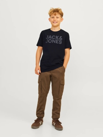 Jack & Jones Tricou baieti, din bumbac organic, Regular fit la baza gatului, JJECORP, Negru - Img 6