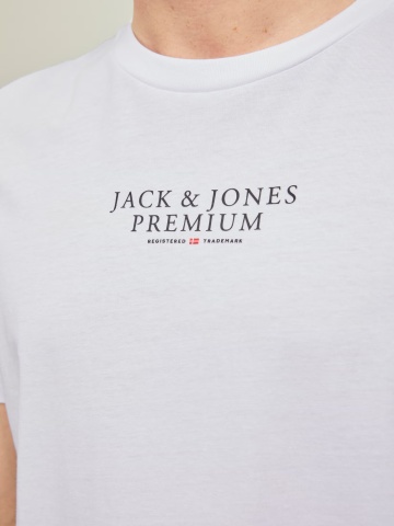 Jack & Jones Tricou barbati cu imprimeu text Jack & Jones Premium, Alb - Img 4