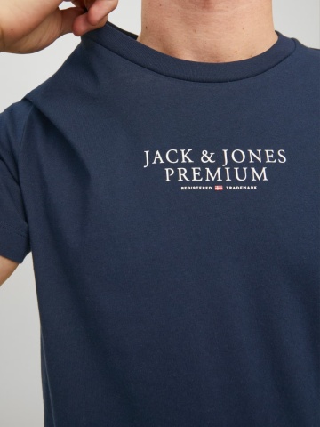 Jack & Jones Tricou barbati cu imprimeu text Jack & Jones Premium, Bleumarin inchis - Img 4