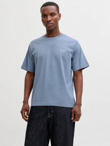 Jack & Jones Tricou barbati, din bumbac, Relaxed Fit, JJEARCHIVE, Albastru inchis