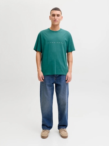 Jack & Jones Tricou barbati JJESTAR JJ TEE SS, cu textul Jack & Jones, Relaxed Fit, Verde inchis - Img 6