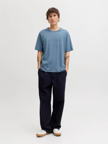 Jack & Jones Tricou barbati JJESTAR JJ TEE SS, cu textul Jack & Jones, Relaxed Fit, Albastru inchis - Img 7