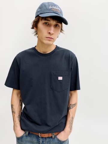 Jack & Jones Tricou barbati, JPRBLUCALEB SS TEE, Regular Fit, Bleumarin inchis - Img 5