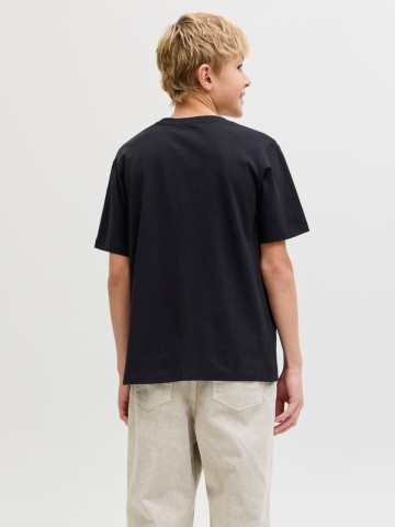 Jack & Jones Tricou cu decolteu la baza gatului, baieti, imprimeu cu logo, Regular fit, Negru - Img 2