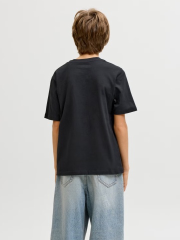 Jack & Jones Tricou din bumbac, baieti, cu decolteu la baza gatului, Negru - Img 2