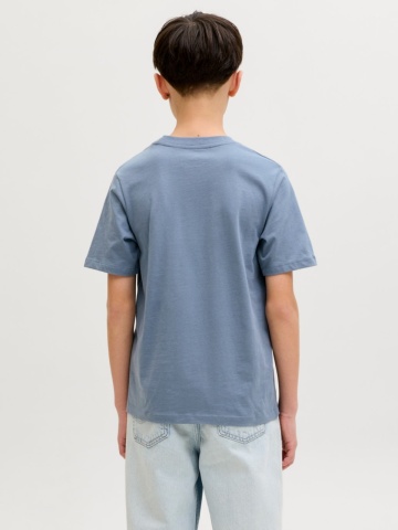 Jack & Jones Tricou din bumbac, baieti, cu decolteu la baza gatului, Albastru - Img 2