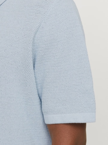 Jack & Jones Tricou polo barbati, cu aspect tricotat, Regular Fit, Albastru deschis - Img 4