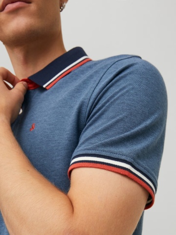 Jack & Jones Tricou polo barbati, Slim fit cu guler contrast, Albastru inchis - Img 4