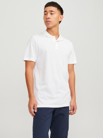 Jack & Jones Tricou polo Basic, Slim Fit, din bumbac, Alb