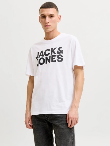 Jack & Jones Tricou simplu, barbati, din 100% bumbac, Regular Fit, JJECORP, Alb