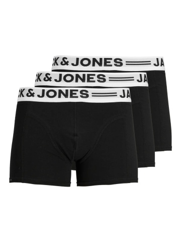 Jack & Jones Underwear barbati Set 3 perechi de boxeri, cu talie medie, SENSE, Negru