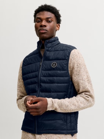 Jack & Jones Vesta barbati fara gluga cu guler inalt, Regular fit, JJEKINGSLEY, Bleumarin inchis - Img 3