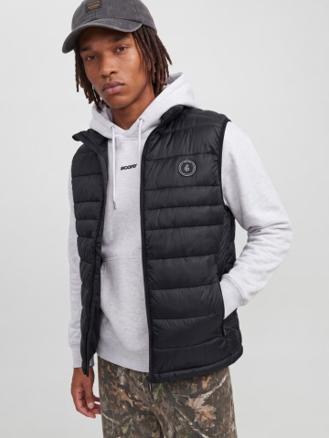 Jack & Jones Vesta barbati fara gluga cu guler inalt, Regular fit, JJEKINGSLEY, Negru - Img 3