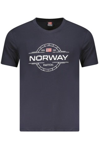 Norway Tricou barbati, cu imprimeu grafic, din bumbac, Regular fit, Bleumarin - Img 1