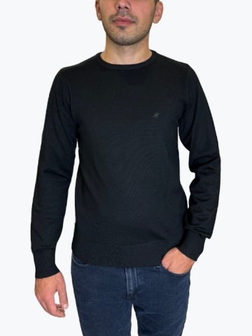 Pulover barbati cu logo si guler rotund negru - Img 1