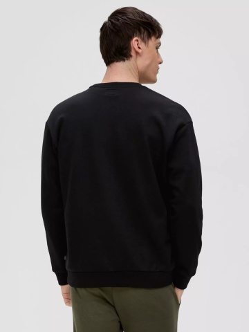 Q/S by s.Oliver Bluza barbati cu logo brodat, decolteu la baza gatului, Regular fit, Negru - Img 2