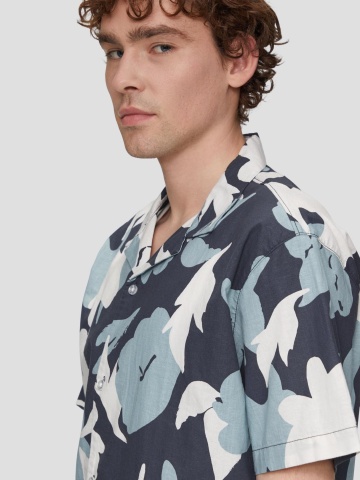 Q/S by s.Oliver Camasa barbati cu maneca scurta, Regular Fit cu imprimeu floral, Alb - Img 3