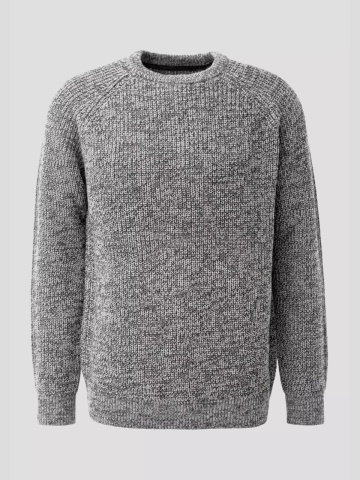 Q/S by s.Oliver Pulover barbati din fire melanj, cu decolteu la baza gatului, Regular fit, Gri inchis - Img 6