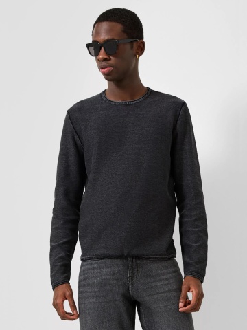 Q/S by s.Oliver Pulover tricotat barbati, din bumbac, Regular fit, Gri inchis