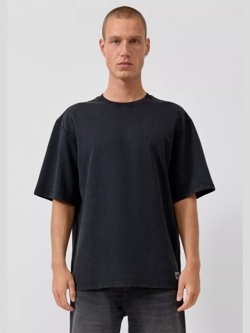 Q/S by s.Oliver Tricou la baza gatului barbati, din bumbac, Relaxed fit, Gri inchis