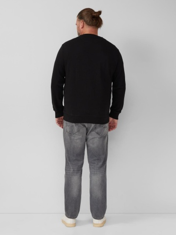 s.Oliver Big Sizes Bluza barbati big sizes, cu decolteu la baza gatului, logo, Negru - Img 5