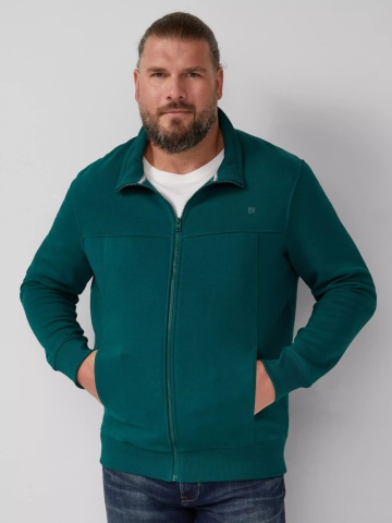 s.Oliver Big Sizes Bluza barbati big sizes cu guler inalt si fermoar, Regular fit, Verde - Img 3