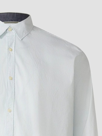s.Oliver Big Sizes, Camasa barbati big sizes, cu guler Kent si imprimeu cu dungi, Slim Fit, Alb - Img 8