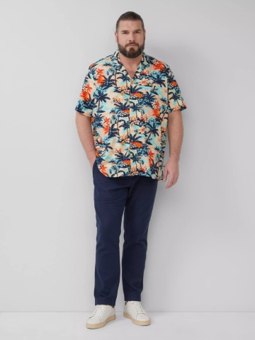 s.Oliver Big Sizes Camasa barbati big sizes cu maneca scurta si imprimeu tropical, Regular fit, Multicolor - Img 5