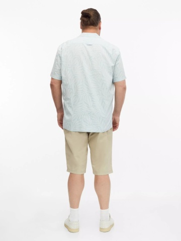 s.Oliver Big Sizes Camasa cu imprimeu floral, barbati big sizes, din amestec de bumbac, Resort fit, Albastru deschis - Img 6